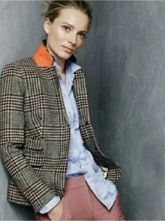 J. Crew Schoolboy Blazer in Houndstooth Tweed 100% Wool Size 8 - Picture 1 of 12